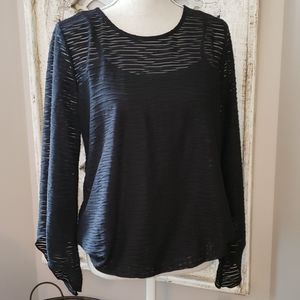NWOT Alfani Black Semi-Sheer Blouson Top with attached camisole GreatPartyblouse